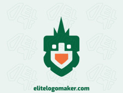 Logo Template in the shape of a parakeet with a simple design, with green and orange colors.