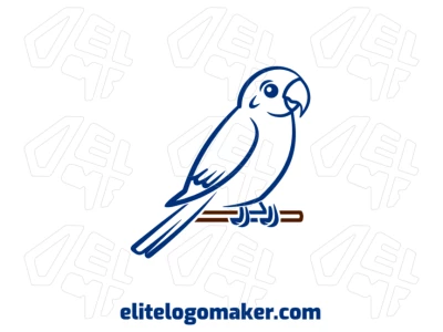 Um conceito minimalista de um periquito empoleirado no topo de um galho, mostrando simplicidade e natureza em um design único.