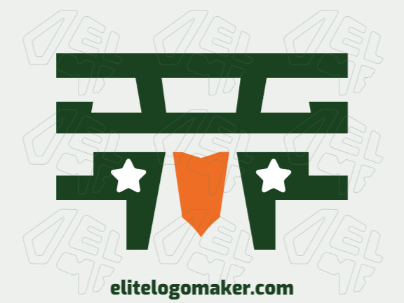 Logotipo simples composto por formas abstratas, formando um papagaio com as cores verde e laranja.