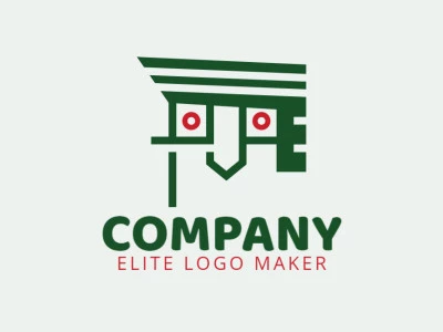 Animal logo design in the shape of a parrot head wearing a hat with green and pink colors.