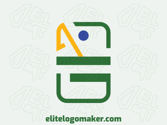 Simple logo with the shape of a parrot combined with a domino with green, blue and yellow colors.