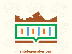Double meaning logo design created with geometric shapes forming a Parthenon combined with a chat box with green, orange, brown, and blue colors.