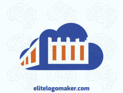Abstract logo design consists of the combination of a Parthenon with a shape of a cloud with orange and blue colors.