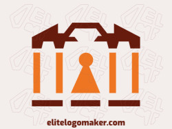 Double meaning logo design created with abstract shapes forming a Parthenon combined with a padlock with orange and brown colors.