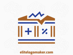 Simple and professional logo design in the shape of a Parthenon combined with a plus and percentage sign with double meaning style, the colors used are blue and brown.