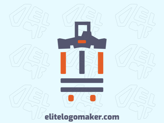 Logotipo customizável composto por formas geométricas e estilo abstrato formando um partenon combinado com uma mala com cores cinza e laranja.