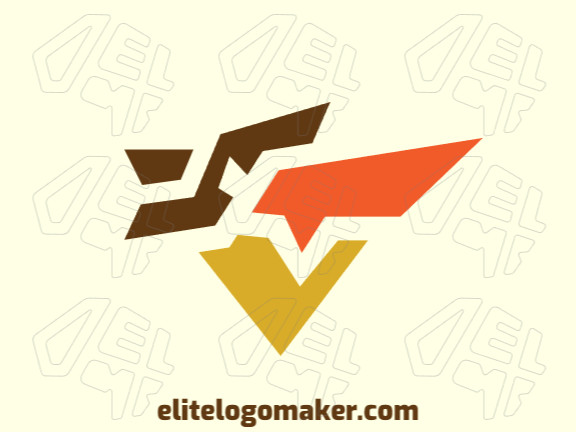 Customizable logo with the shape of a pelican made up of a minimalist style and brown, orange, and yellow colors, that logo is ideal for various businesses.