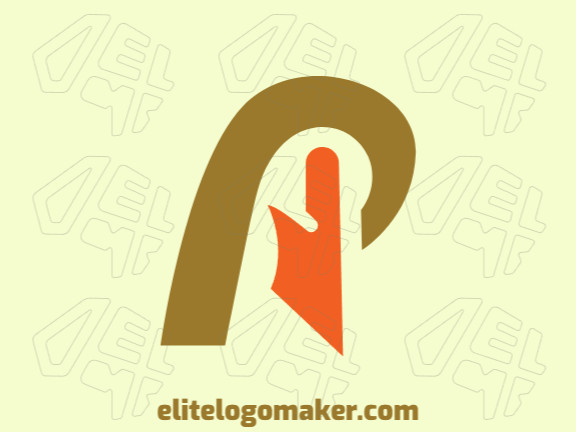 Minimalist logo with the shape of a pelican combined with a letter "p" with yellow and orange colors.