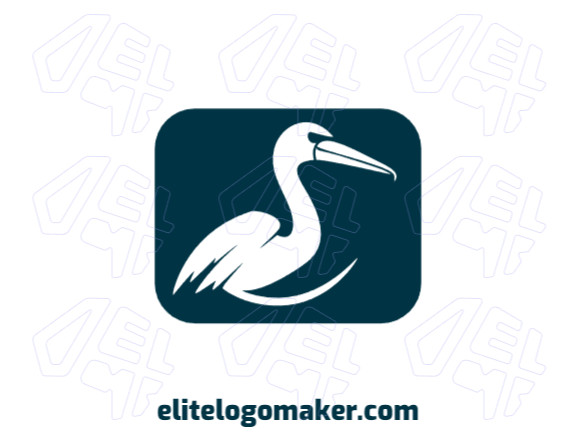 Uma silhueta minimalista de pelicano em azul escuro, oferecendo um design de logotipo elegante e atemporal.