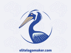 Logotipo customizável com a forma de um pelicano com design criativo e estilo circular.