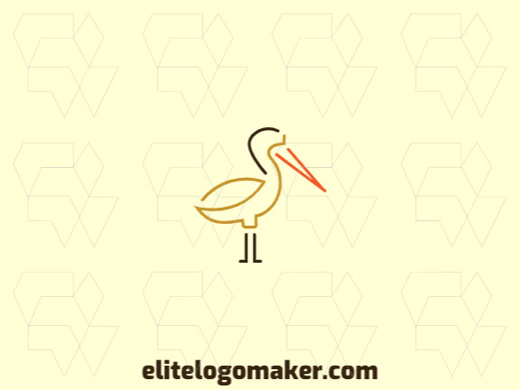 Ready-Made logo with monoline style and abstract shapes forming a pelican with yellow, orange, and brown colors.