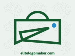 Minimalist company logo in the shape of a penalty area with blue and green colors.