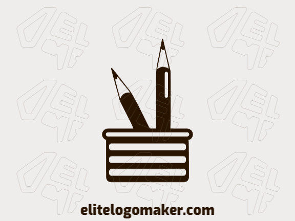 Logotipo minimalista com design refinado, formando pote de lápis com a cor marrom escuro.