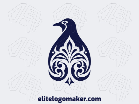 Vector logo in the shape of a penguin with an ornamental design and black color.