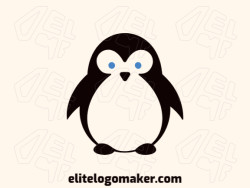 Professional logo in the shape of a penguin with a minimalist style, the colors used were blue and black.