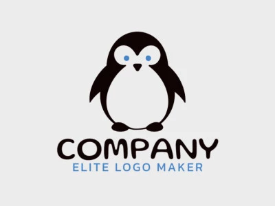 Professional logo in the shape of a penguin with a minimalist style, the colors used were blue and black.