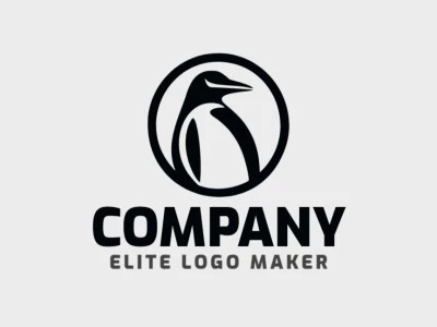 Template logo in the shape of a penguin with minimalist design and black color.