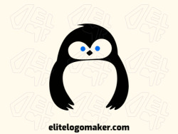Simple logo composed of abstract shapes forming a penguin with blue and black colors.