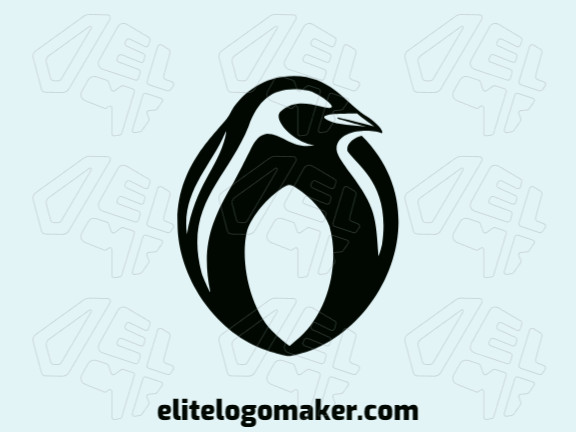 Um ícone minimalista de pinguim em preto elegante para um logotipo limpo e moderno.