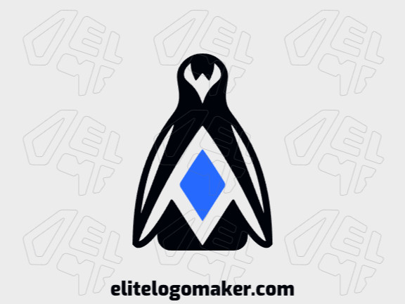 Crie seu logotipo online com a forma de um pinguim com cores customizáveis e estilo simétrico.