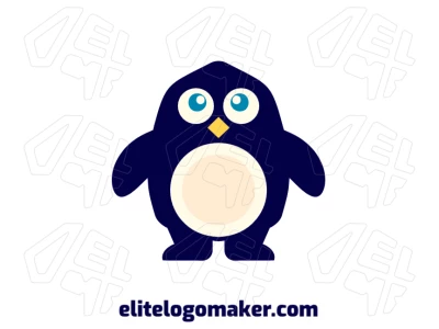 Un diseño de logotipo barato de pingüino con estilo simétrico, con formas equilibradas y líneas limpias para una apariencia simple y atractiva.