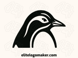 A simple logo in the shape of a penguin, in the colors black. It conveys a fun yet professional message.