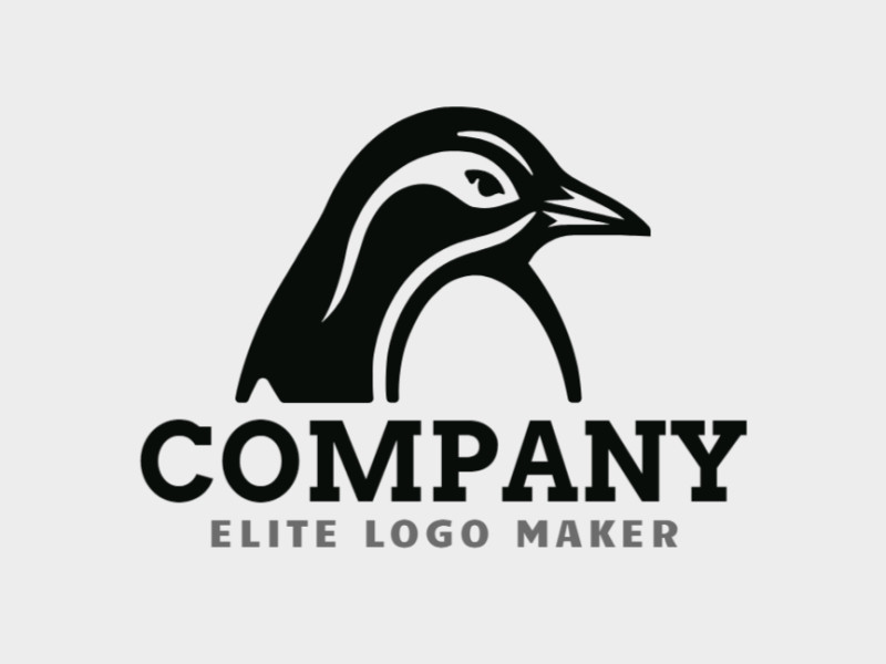 Um logo simples em forma de pinguim, nas cores preta. Ele transmite uma mensagem divertida, mas profissional.