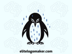 Logo with creative design, forming a penguin in the rain with abstract style and customizable colors.