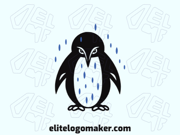 Logotipo com design criativo formando um pinguim na chuva, com estilo abstrato e cores customizáveis.