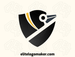 Professional logo in the shape of a penguin combined with a shield, with creative design and abstract style.