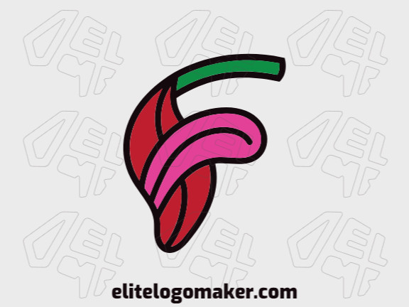 Customizable logo with the shape of a pepper combined with a tongue with black, green, pink, and red colors.