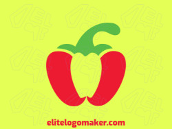 Customizable logo in the shape of a pepper with a minimalist style, the colors used were green and red.