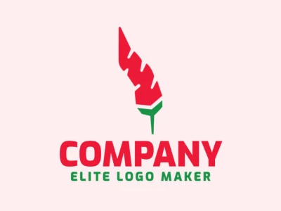 Create your own logo in the shape of pepper combined with a feather, with abstract style with green and red colors.