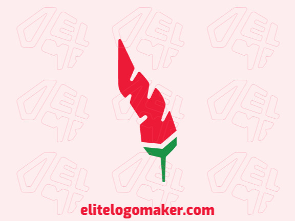 Create your own logo in the shape of pepper combined with a feather, with abstract style with green and red colors.
