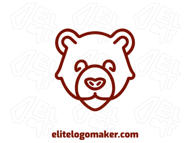 Um desenho monoline perfeito e simétrico de um urso marrom, ideal para um criador de logotipo fácil.