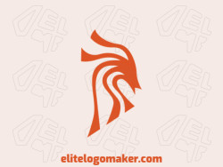 Simple logo with the shape of a phoenix head composed of abstracts forms with orange color.