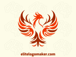 An abstract phoenix design in vibrant orange and dark red, symbolizing rebirth and transformation for a powerful logo.