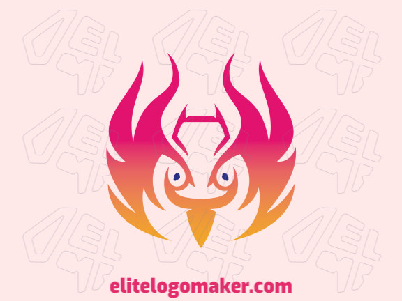 Gradient logo with a refined design forming a phoenix, the colors used were orange and red.