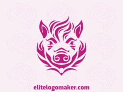 Creative logo in the shape of a pig with a refined design and tribal style.
