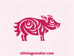 Create an ideal logo for your business in the shape of a pig with tribal style and customizable colors.
