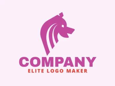 Animal logo with a refined design forming a pig with pink and white colors.