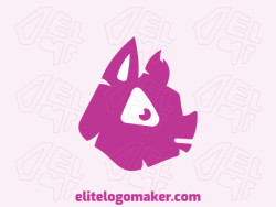 Childish logo with solid shapes, forming a pig with a refined design and pink color.