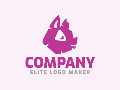 Logotipo infantil com formas sólidas formando um porco, com design refinado e cor rosa.