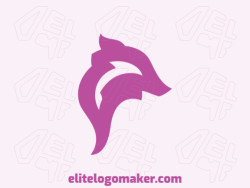 Vector logo in the shape of a pig, with a minimalist style and pink color.