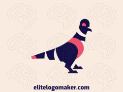 Animal logo in the shape of a pigeon with blue and orange colors, this logo is ideal for various types of business.