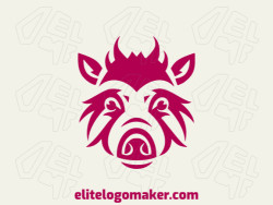 An abstract pink pig's head, a creative and playful logo design that's sure to catch the eye.