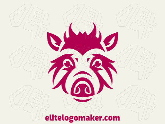 Uma cabeça de porco abstrata em rosa, um design de logotipo criativo e lúdico que certamente chamará a atenção.