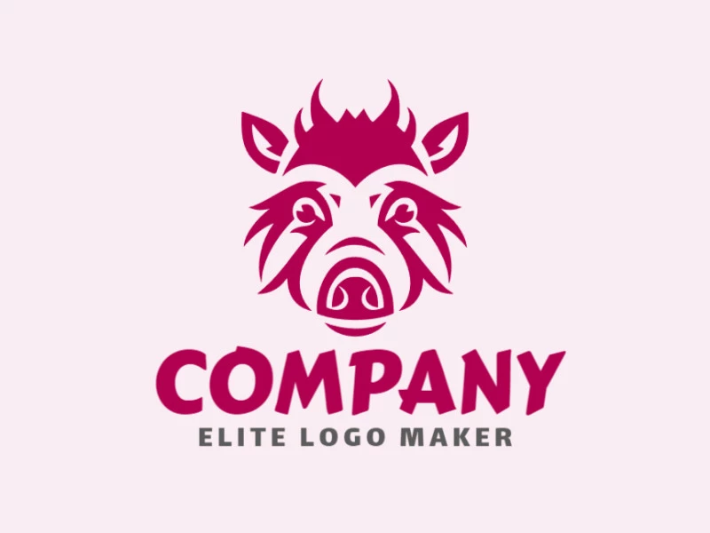 An abstract pink pig's head, a creative and playful logo design that's sure to catch the eye.