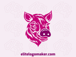 Prominent Logo in the shape of a Pig's head with differentiated design and simple style.
