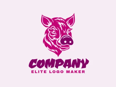 Prominent Logo in the shape of a Pig's head with differentiated design and simple style.